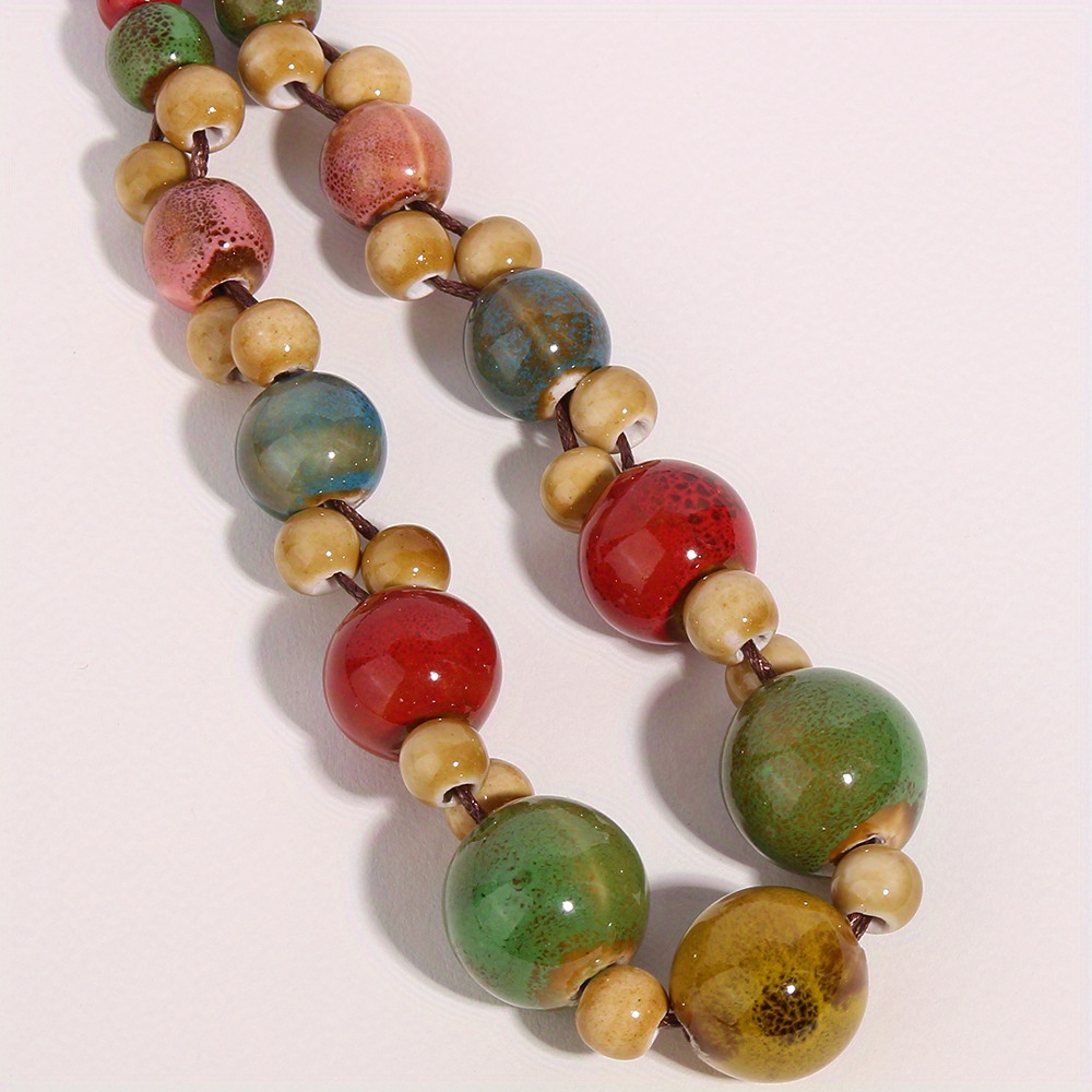 Bohemian Ceramic Beads Necklace Adjustable Collarbone Chain
